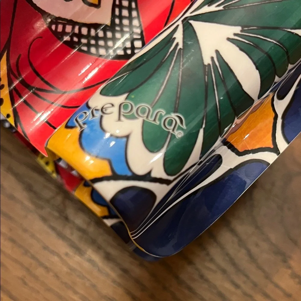 Prepara 9-piece taco serving set with a‎ vibrant Mexican Talavera print design